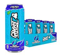 GHOST Sugar-Free Energy Drink - 12-Pack, Blue Raspberry, 500ml Cans - No Artificial Colours - 160mg Natural Caffeine, L-Carnitine & Taurine - Gluten-Free & Vegan Fizzy Drinks