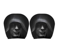 Ghost Face Car Headrest Cover, 2 Pieces Funny Scary Face Seat Head Rest Dust Cover, Fully Surrounded Personalized Full Face Mask for Auto Seat Headrest (D)