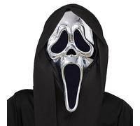 Ghost Face Chrome Scream Mask Halloween Fancy Dress Costume Accessory