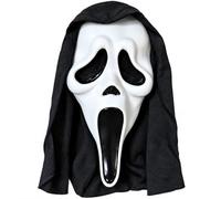 Ghost Face Classic Scream Mask with Shroud EU Mould | Iconic Ghost Face Design, Soft Fabric Shroud, Halloween Costume, Collector's Edition, Horror Party Wear