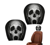 Ghost Face Headrest Covers - 2 Pieces Elastic Halloween Interior Accessory