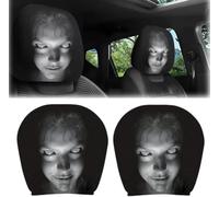 Ghost Face Headrest Covers | 2Pcs 2026 New Spooky Scary Headrest Covers for Cars | Funny Washable Breathable Face Car Head Rest Cover Protector for Halloween (C)