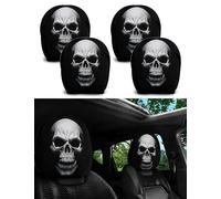 Ghost Face Headrest Covers, Scary Face Printing Auto Seat Universal Elastic Models Headrest Protector with Glowing-Eye Effects Cover Funny Decoration for Car Interior Vehicle Truck SUV (#J,2PC)