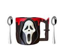 Ghost Face Ice Cream Pint Holder, 3D Printed Skull Ghost Ice Cream Pint Containers, Reusable Popsicle Holders with Antifreeze Handle, Beer Can Holder for Horror Movie Gifts