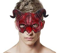 Ghost Face Mask,Masks Costume,Scary Devil Mask with Ram Horns, Horror Half Face Mask Men Women Demon Evil Cosplay Red Hood Mask for Halloween Party Masquerade Cosplay Costume Props (red)