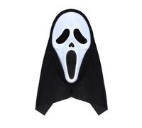 Ghost Face Mask Screaming Ghost Mask With Hood Horror Cosplay Skull Face Scary Movie Mask Unisex Halloween Party Decorations Suitable For Haunted Houses Scary For Children And Adults (Pack Of 1)