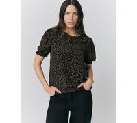 Ghost female Floral Shirred Ruffle Blouse - Black Mix, Black Mix