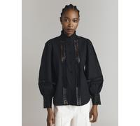 Ghost female Pure Cotton Lace Insert Blouse - Black, White,Black