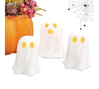 Ghost Figure Set, Halloween Sculpture Decor, LED Lighting Ornaments, Collectible Miniature Ghosts, Spooky Decoration for Haunted House, Coat, Shelf, Window, Chemi