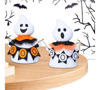 Ghost Figures, Figure of a Ghost Gnome for Halloween, Pack of 2 Collectibles, Made of Polyester, as Scene Decoration for Table, Windowsill, Mantle, Fireplace