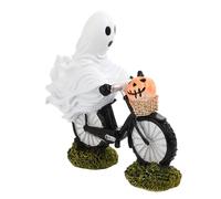 Ghost Figurine | Ghost Rides A Bicycle Halloween Statue | Seasonal Resin Desk Display Ornament for Tabletop, Bedroom, Entrance, Cabinets, Centerpiece, Bookshelf, Desktop and Ghost