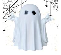 Ghost Figurine, Halloween Humorous Rock and Roll Sculpture, 2.36 x 3.15 x 3.54 Inches Cute Spooky Tabletop Seasonal Ornament for Haunted House Decor, Shelf, Windowsill, Porch, Mantel, Home Display