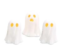 Ghost Figurine, Halloween Sculpture LED Lighting, 3 Pieces Cute Miniature Collectible Ornaments, Battery Operated and Glow-in-the-Dark, Perfect for Haunted House, Mantel, Shelf, Windowsill
