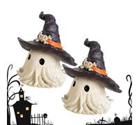 Ghost Figurine | Set of 2 Ghost Decorations | Fantastic Decoration with Hat for Autumn Night Foyer Kitchen Garden Home Outdoor Party