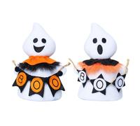Ghost Figurines Dolls - Halloween Gnome Ghost Pair, Smiling Tabletop Ornaments | Two-Piece Seasonal Decor for Fireplace Mantel, Shelf, Windowsill, Haunted House, Porch and Indoor Use, Family