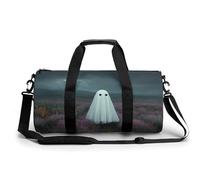 Ghost Floating Over Lavender Fields Travel Gym Bag for Women Men Cylindrical Duffle Bag Sport Workout Bag with Shoulder Strap
