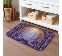 Ghost Floral Quick Dry Bath Mat, Violet Rose Vintage Absorbent Non Slip Shower Mat, Spooky Memory Foam Washable Bath Rugs for Bathroom Decorative 20x32 Inch