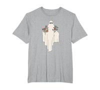 Ghost Flowers Halloween Creature Scary Horror T-Shirt, Men's Big and Tall, Heather Grey, 2X Tall