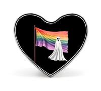Ghost Gay Pride Flag Printed Heart Badge Brooch Pins Funny Lapel Tie Pin Button Decoration for Men Women