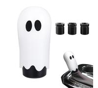 Ghost Gear Shift Knob, Manual Gear Shift Knob Ghost-Shaped, Vehicle Interior Modification Halloween Decoration, Perfect for Taxi, Truck, Sedan, Travel, Commuting, 4.1cm White Black Resin Metal