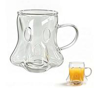 Ghost Glass Mug 14.5 oz Cute Ghost Coffee Cup, Transparent Ghosts Shaped Mug, Halloween Drinking Glass for Coffee Tea Milk Juice, Novelty Gift Drinkware (Style B)
