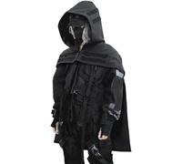 Ghost Grim Reaper Cosplay Cape Techwear Poncho Hoode Gothic Hooded For Halloween Unisex Costume Dress Up Daily Wear, Dark Gray, L-XL