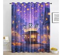 Ghost Halloween Blackout Curtains for Bedroom, Cute Gothic Ghost Long Curtain 90 Inch Drop 2 Panels, Kids Fantasy Curtain for Living Room, Window Curtains with Eyelet