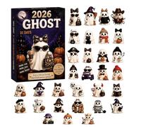 Ghost Halloween Countdown Calendar,24 2D Acrylic Ornaments,Adventure Theme | 31 Distinct 2D Acrylic Ghost Ornaments,31 Day Halloween Countdown Design, Spooky Decor,for Kids Party Indoor Festive Layout