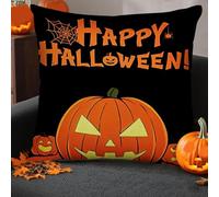 Ghost Halloween Decor-Throw Pillow Covers 18x18,Spooky Gothic Linen Pillow Case for Couch Fall Christmas Holiday Outdoor Burnt Orange Black White Pink Decorations Cute Pumpkin (c-A, 45 * 45)