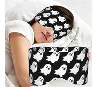 Ghost Halloween Pattern Print Sleep Mask,Coverage Eye Mask,Soft Breathable Blindfold for Travel Nap Work