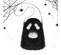 Ghost Handbag Size Small Plush Halloween Bag Ghost Shape | Cute ghost shaped plush shoulder bag for Halloween. Soft and lightweight, ideal for travel, festivals and everyday use