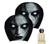 Ghost Headrest Cover | 2 Pieces Halloween Decoration Accessories, Funny Headrest Protector for Car, for Men, Women, Family, Friends, Party, Halloween, SUV, Sedan Pick-Ups