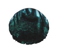 Ghost Hid Behind The Trees Double Layer Waterproof Shower Cap, Extra Large Soft Elastic Band, Reusable Bath Cap For Women Men,Full Print Design