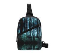 Ghost Hid Behind The Trees Foldable Sport Sling Bag,Lightweight Crossbody Chest Pack with Multiple Pockets,Water-Resistant Polyester Fabric,Compact Travel Daypack