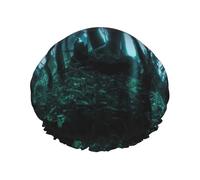 Ghost Hid Behind The Trees Printed Double-Layer Shower Cap, Reusable Shower Cap, Suitable For Various Hair Lengths