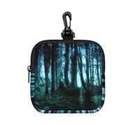 Ghost Hid Behind The Trees Square Zipper Pouch with All-Over Print,Waterproof Small Organizer Bag, Lightweight Durable for Coins,Cards, Keys for Travel Daily Use