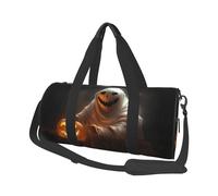 Ghost Holding A Jack O Lantern Duffle Bag With Shoes Compartment And Adjustable Strap,Foldable Travel Duffel Bags For Men Women,Waterproof Duffel Bags, Black, One Size