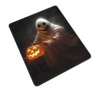 Ghost Holding A Jack O Lantern Stitched Edge Mouse Pad - 3mm Rubber Base Desk Mat for Office Work Gaming, Non-Slip Keyboard Pad, Vertical Rectangle
