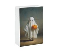Ghost Holding an Orange Pumpkin Cigarette Case Plastic Cigarette Pocket Holder Flip