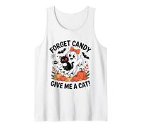 Ghost Holding Black Cat Floral Forget Candy Give Me A Cat Tank Top