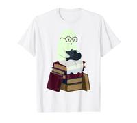 Ghost Holding Black Cat for Book Lovers Value Graphic T-Shirt, Men, White, M