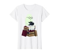 Ghost Holding Black Cat for Book Lovers Value Graphic T-Shirt, Women, White, S