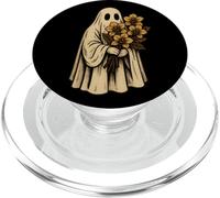 Ghost Holding Orchid Flowers Vintage Spooky Cute Halloween PopSockets PopGrip for MagSafe