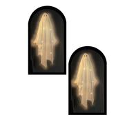 Ghost Hologram Mirror for Halloween, 2025 Scary Ghost Mirror for Haunted Mirrors Decor Houses, 2 pcs Spooky Haunted Mirrors for Halloween, Decor the Bedroom, Kitchen and Living Room (2pcs)