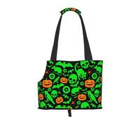 "Ghost Horror Halloween Pumpkin Prints Small Dog Carrier Bag, Portable Cat Carrier Handbag, Foldable Pet Carrier Bag, Personalized Pattern Design"