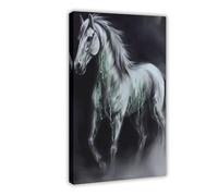 Ghost Horse Pattern Art Poster, Horse-Themed Decor Canvas Poster Wall Art Decor Print Picture Paintings for Living Room Bedroom Decoration 16x24inch(40x60cm)
