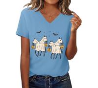 Ghost Horse Shirt Halloween Horse Ghost Tee Funny Spooky Season Short Sleeve T-Shirts