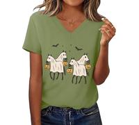 Ghost Horse Shirt Halloween Horse Ghost Tee Funny Spooky Season Short Sleeve T-Shirts