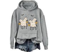 Ghost Horse Sweatshirt Halloween Horse Ghost Hoodie Funny Spooky Season Long Sleeve Shirts