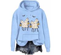 Ghost Horse Sweatshirt Halloween Horse Ghost Hoodie Funny Spooky Season Long Sleeve Shirts